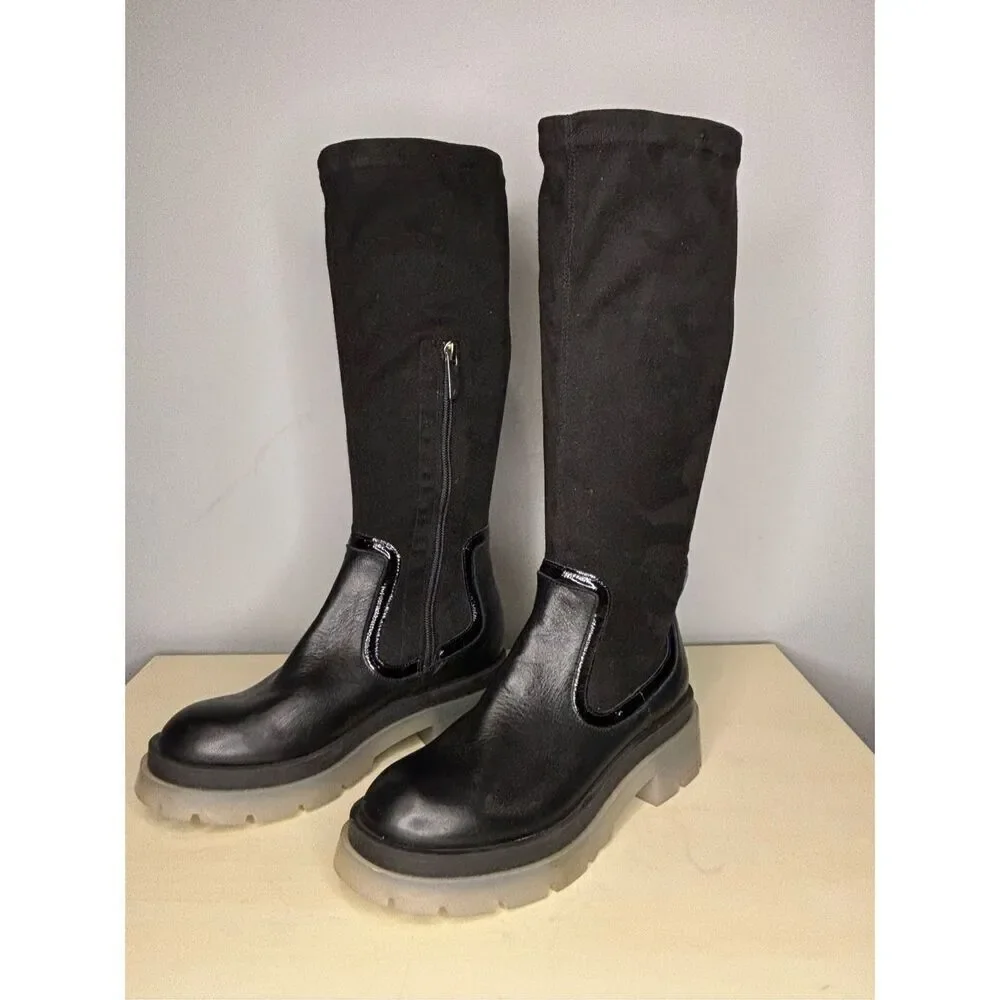 Aquatalia Women's 456920 Drew‎ Stretch Suede Weatherproof Boots Black Size 5M